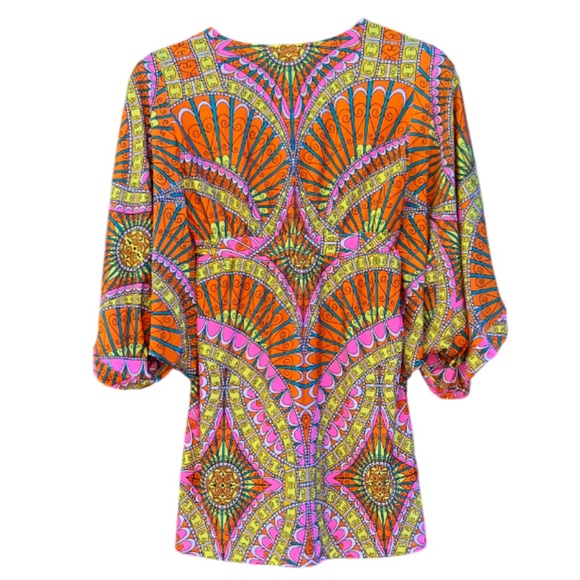 Trina Turk Vibrant Multicolor Tunic Swim Cover-up Boho, Vacation, Beach, Resort - Picture 6 of 10